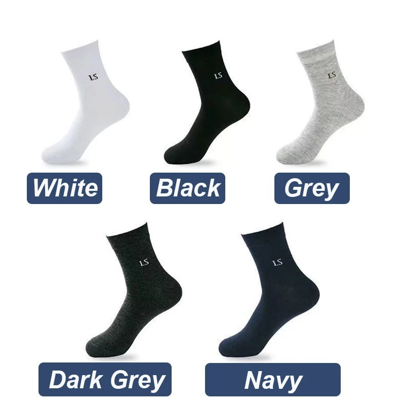 5 Pairs Spring Autumn Men Business Socks High Quality Deodorant Sweat Absorption Breathable Comfortable Black Pure Cotton Socks