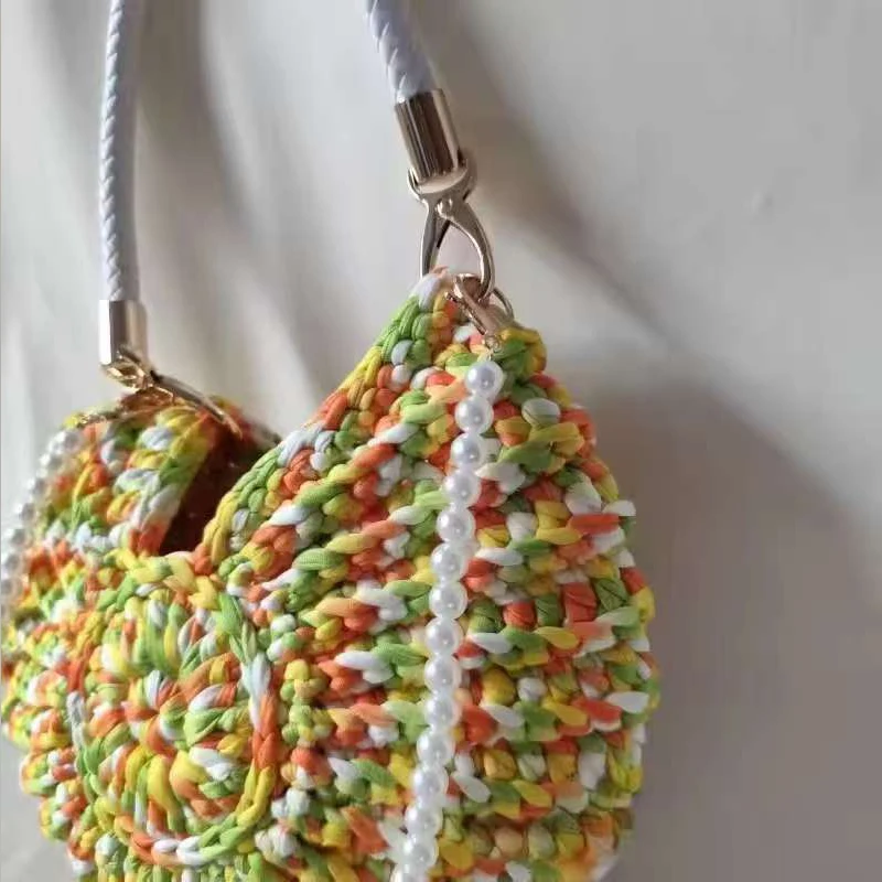 

Тканевые сумки ручной работы в форме раковины для женщин, роскошные дизайнерские сумки, кошельки, новинка 2026, с полиэстеровой ручкой, ремешок из бисера на плечо