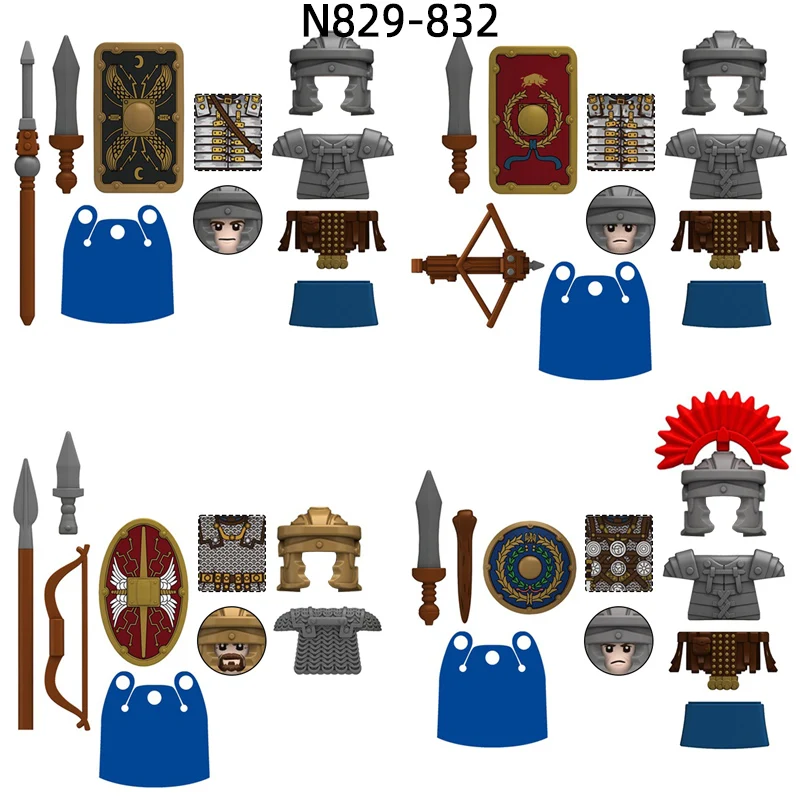 The N829-N832 Roman Heavy Infantry Crossbowman Auxiliary Legions Centurion Model Blocks MOC Bricks Set Gifts Toys