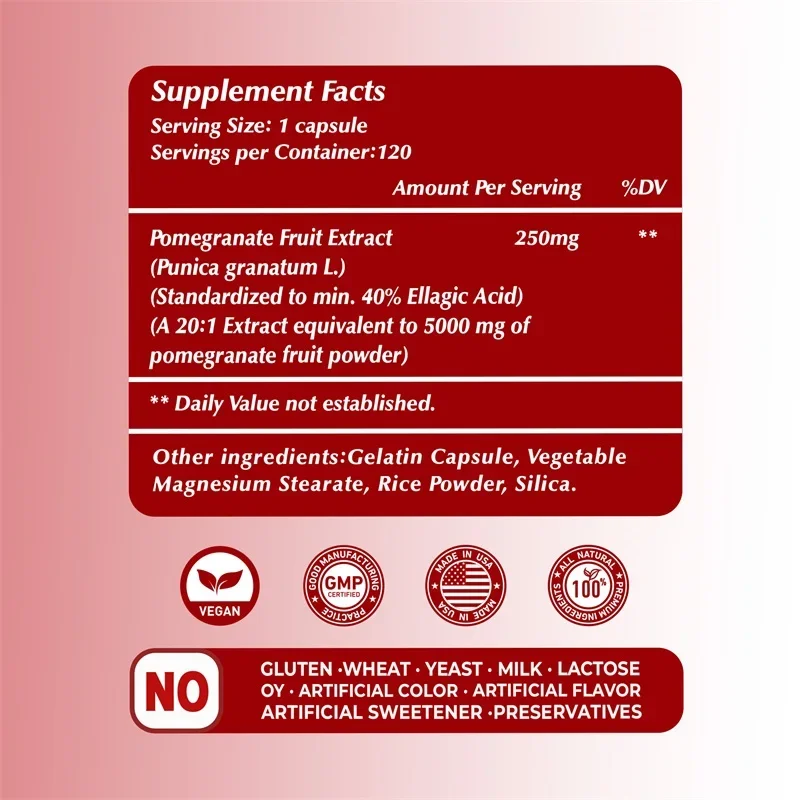 Pomegranate Extract - Strengthens The Immune System, Antioxidant,Supports Cardiovascular Health, for Heart Health Joint Support