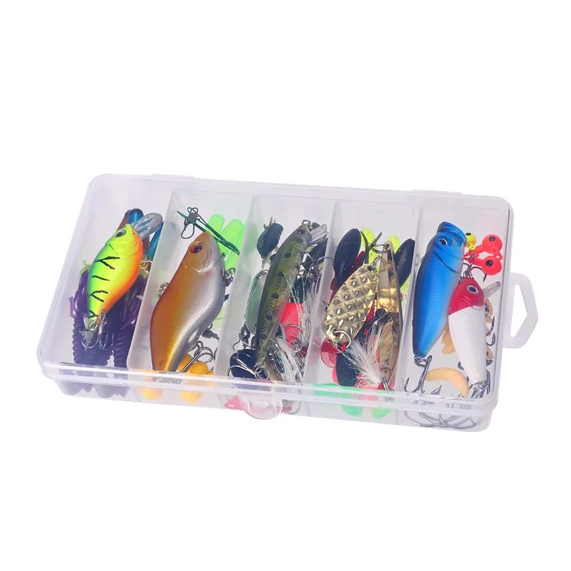 Fishing Aceessories 88 Pcs Lure Baits Sets Fishing Tackle with Soft Lure Crankbait Jigging Lure Metal Spoon Kits image 4