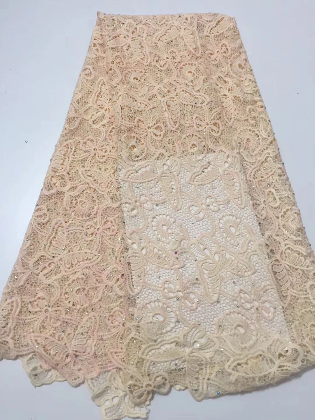 2021 New Arrival African Lace Fabrics High Quality Multi Color Cord Lace Guipure lace fabric for party dress CD59