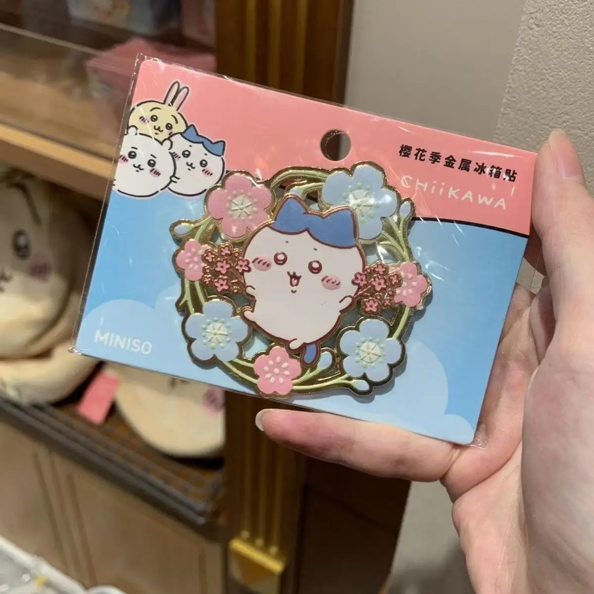 جديد Chiikawa أنيمي الكرتون Usagi المحيطة زهر الكرز الموسم المعادن المغناطيسي الثلاجة ملصق جمال عالية لطيف هدية #5