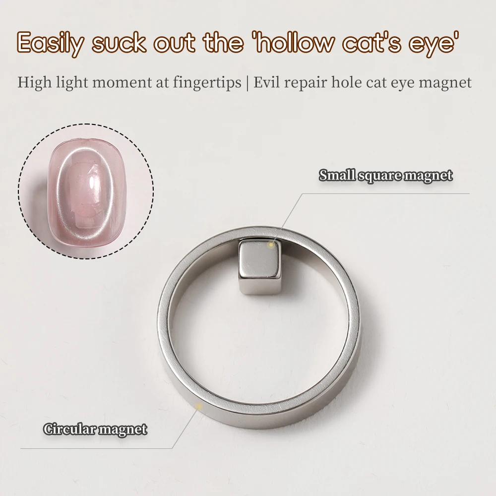 Ring Magnet Small Square Magnet Set Hollow Round Nail Magnet Circular Cat Eye Nail Magnet Strong Nail Magnetic Gel Polish Tool