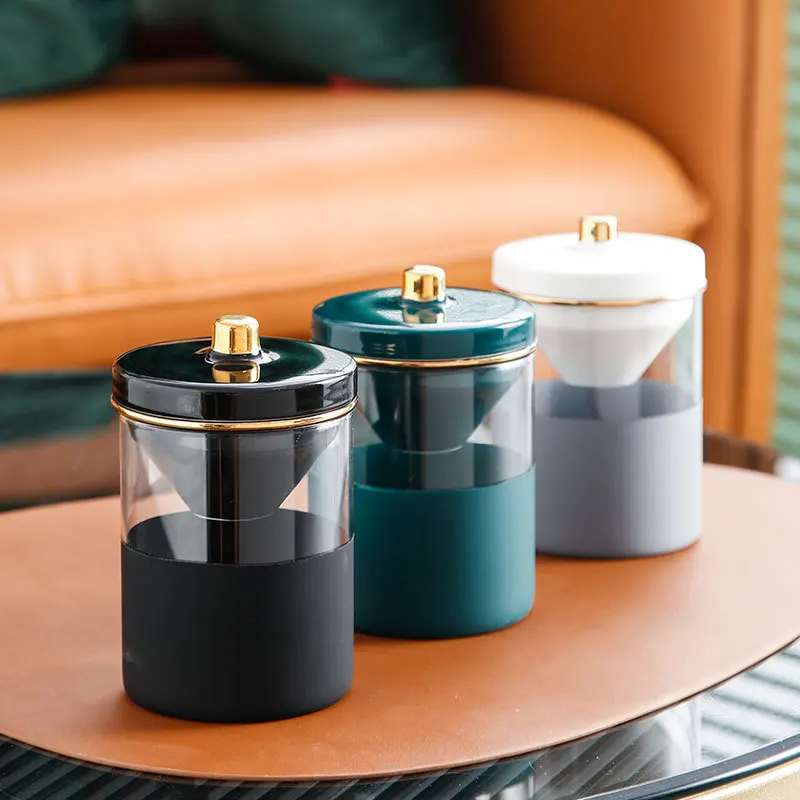 Cinzeiro De Vidro Com Tampa À Prova De Vento, Fumaça Do Charuto, Titular De Cinza Do Tabaco, Tampa Do Recipiente, Carro De Escritório