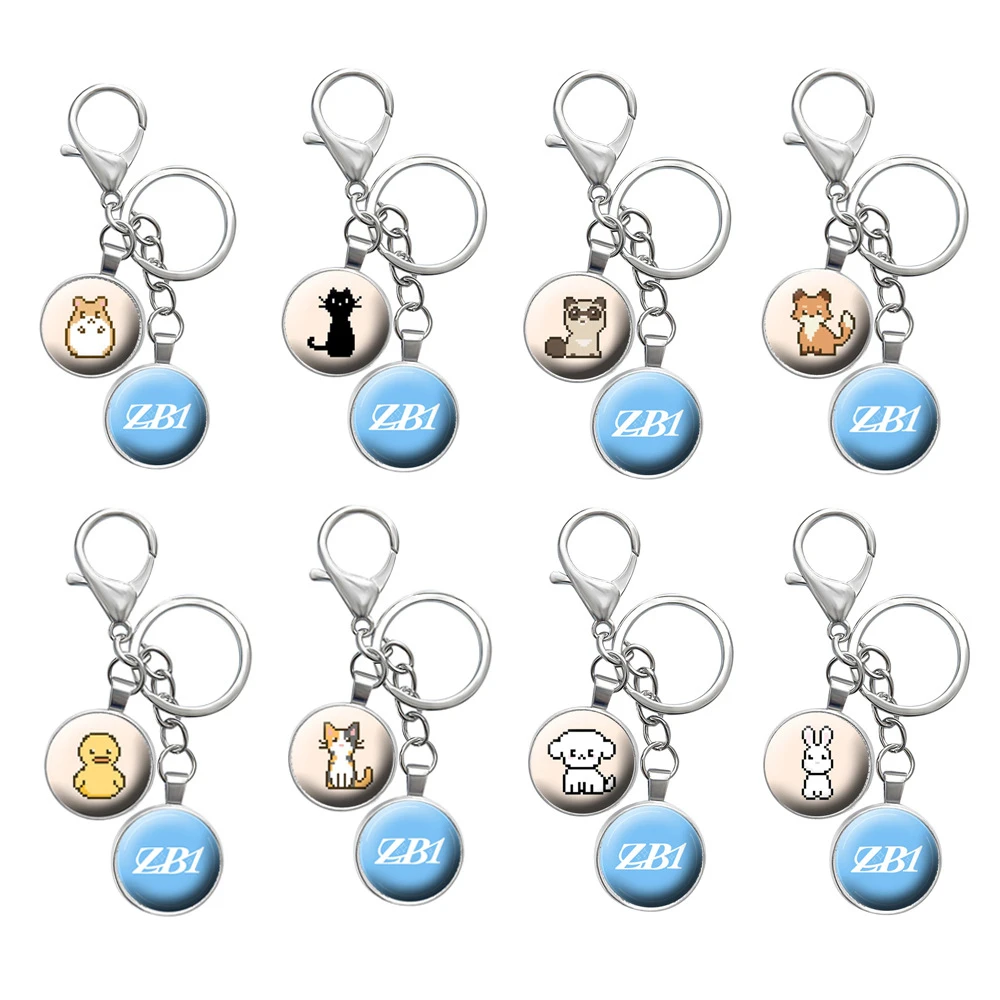 KPOP ZB1 Keychain ZEROBASEONE Cartoon Animals Metal Keyring Pendant Bag Accessories HANBIN RICKY JIWOONG Fans Collection Gift