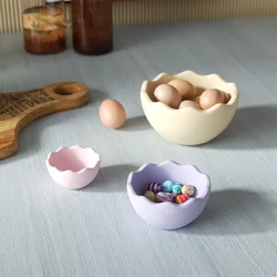 Nicole Easter Eggshell Shaped Bowl Molds for Concrete and Cement Handmade Chocolate Bowl Gypsum Silicone Mold Easter Decor Makin