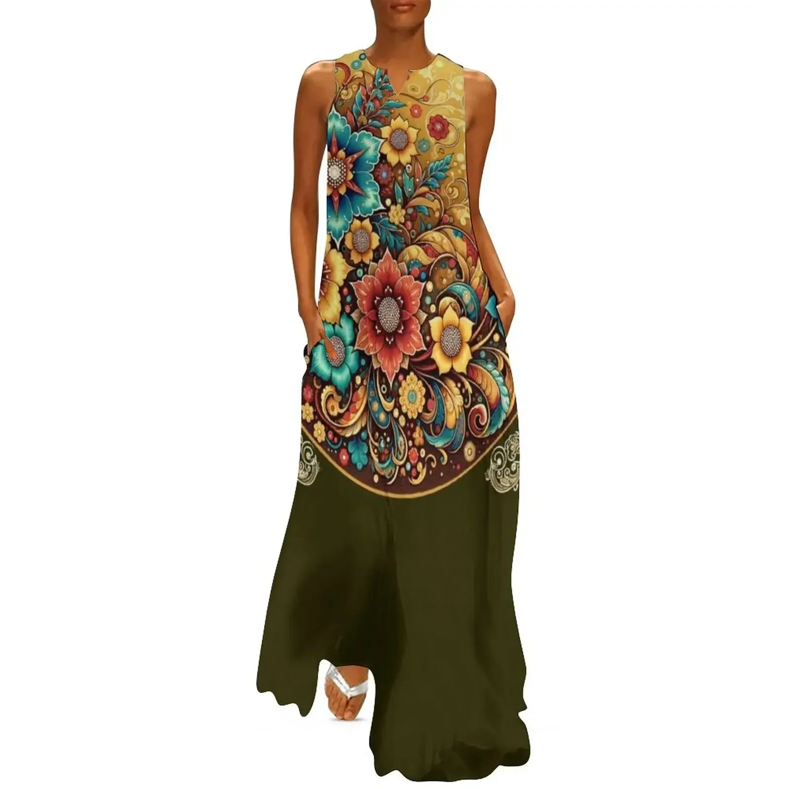 

Golden Tapestry: The Lush Intricacy of Batik Art Long Dress luxury dresses Dress
