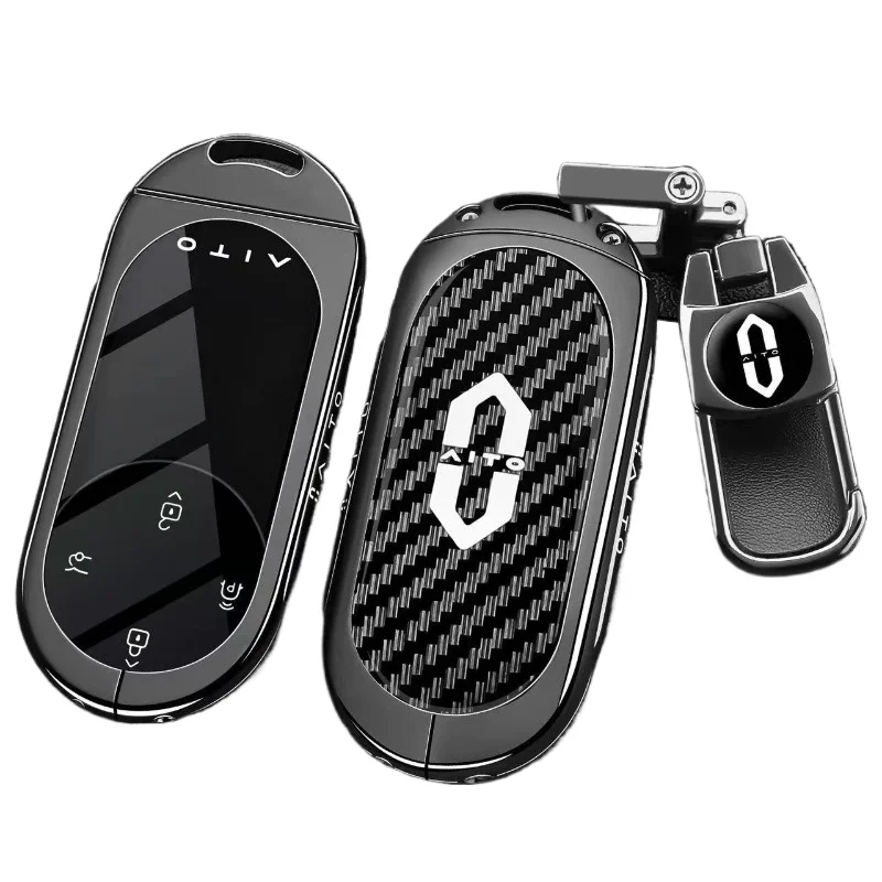 Zinc Alloy Key Fob Cover for 2026 AITO M9/M8/M7, Heavy Duty Premium Metal Case Shell with Keychain, Anti-Drop & Scratch Proof