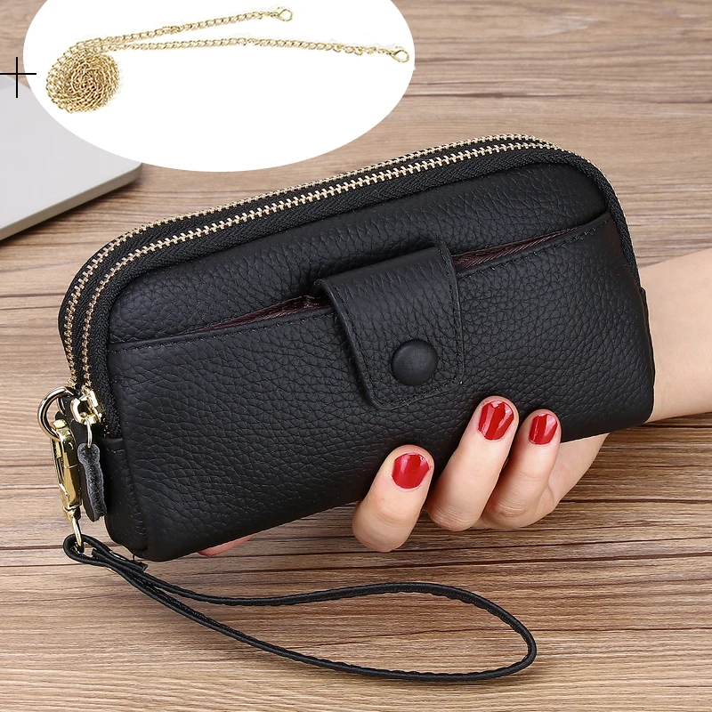 Genuine Leather Women Clutch Fashion Crocodile Pattern Crossbody Bags Evening Party chain Messenger Bags Zipper wallet phone bag