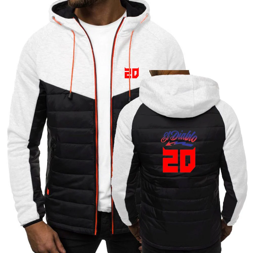 2025 FABIO QUARTARARO WITH SIGNATURE Print Solid Color Splicing Hooded Jacket Coat Spring Autumn Mens Long Sleeve Cotton Hoodies