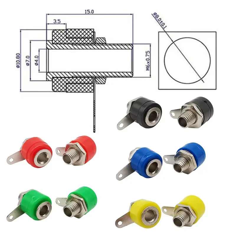 5/10PCS DIY 4mm Banana Binding Post 5 Color Socket Plug Adapter Red/Green/Yellow/Black/Blue