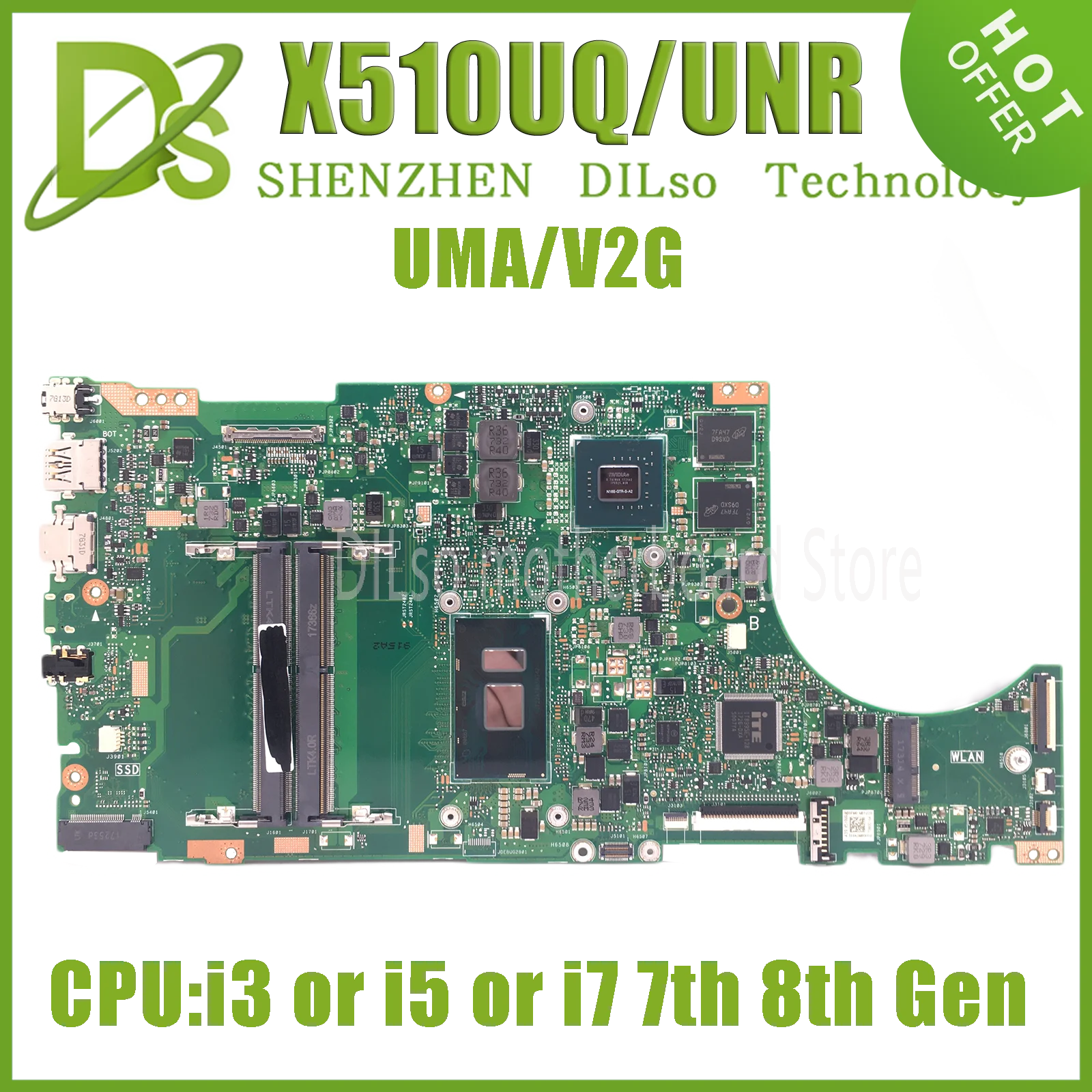 

KEFU X510UNR Mainboard For X510UF X510UA X510UQ S5100UR S5100U Laptop Motherboard W/I3 I5 I7-6th/7th 930MX/940MX/MX150