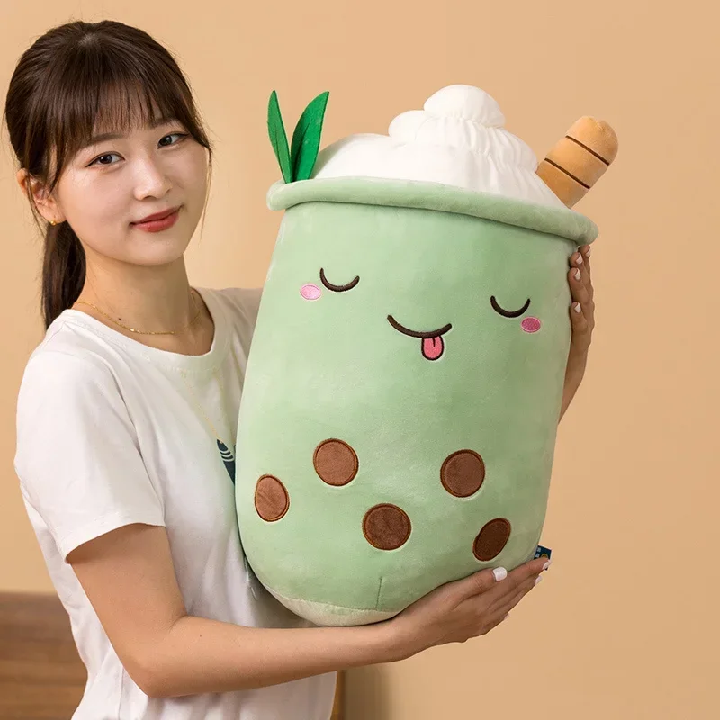 Bubble Tea Plush Toy Boba Plush Milk Boba Tea Plush Cup Shaped Pillow Real Life Food Stuffed Soft Back Cushion Kid Birthday Gift