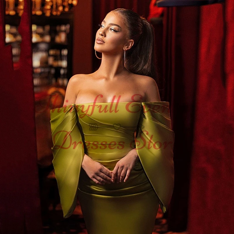 Thinyfull Sexy Mermaid Prom Evening Dresses Off The Shoulder Short Sleeve Night Dress Formal Cocktail Party Prom Gowns Plus Size