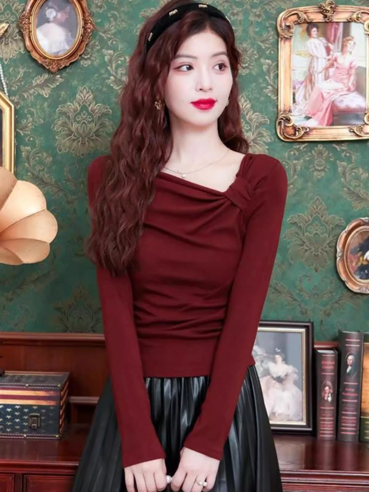 المرأة سليم صالح irt الخريف جديد Sle Ele Faionable مطوية طوق قاعدة irt تنوعا أعلى طويل Sve اللون