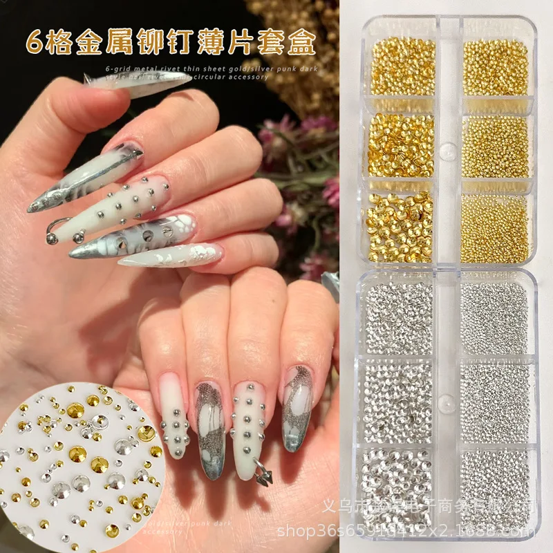 Vaisselle à rivets semi-circulaires en alliage, fourchette en métal cuillère Punk étoile nœud papillon perle perle accessoires de Nail Art décorations outil de manucure