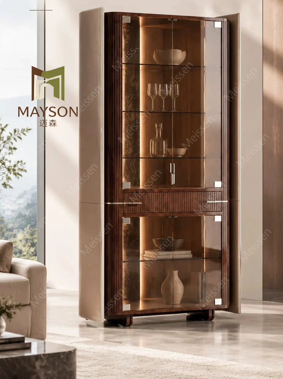 Italian light luxury wine cabinet, high-end modern simple living room wall glass display cabinet, high-end dining side cabinet