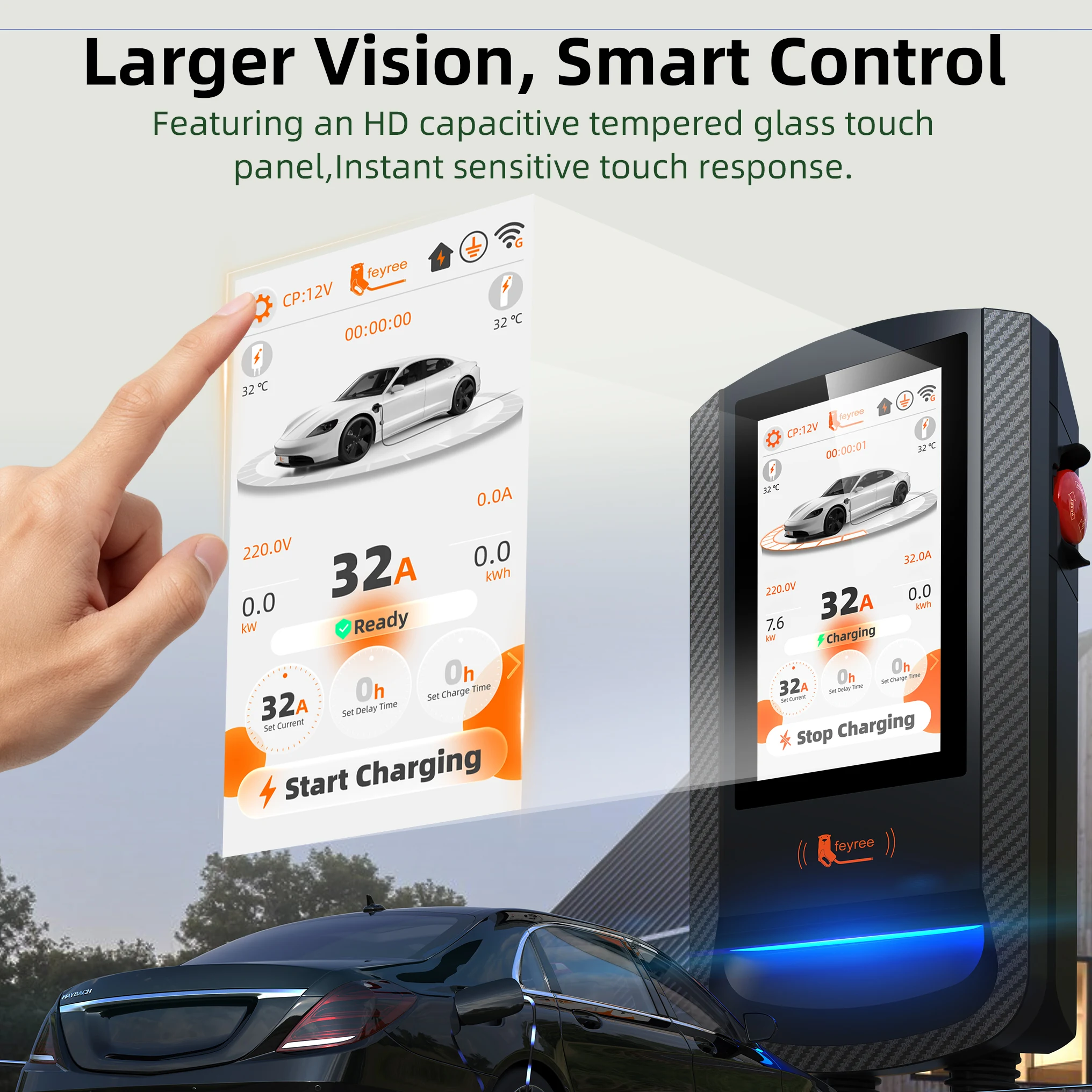 Feyree Type1 32A 7.6кВт EVSE W – обзор и цена Ev Charger Load Balancing