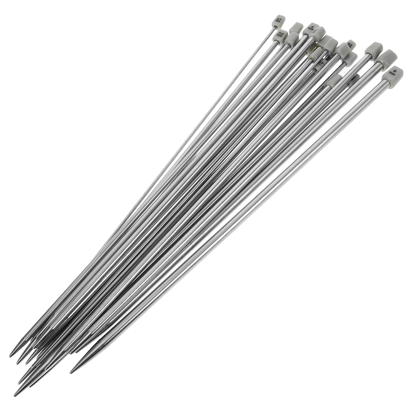 

11Pairs 36cm Long Stainless Steel Single Pointed Knitting Needles 20mm 80mm Smooth Finish Easy Use Straight Knitting Needles