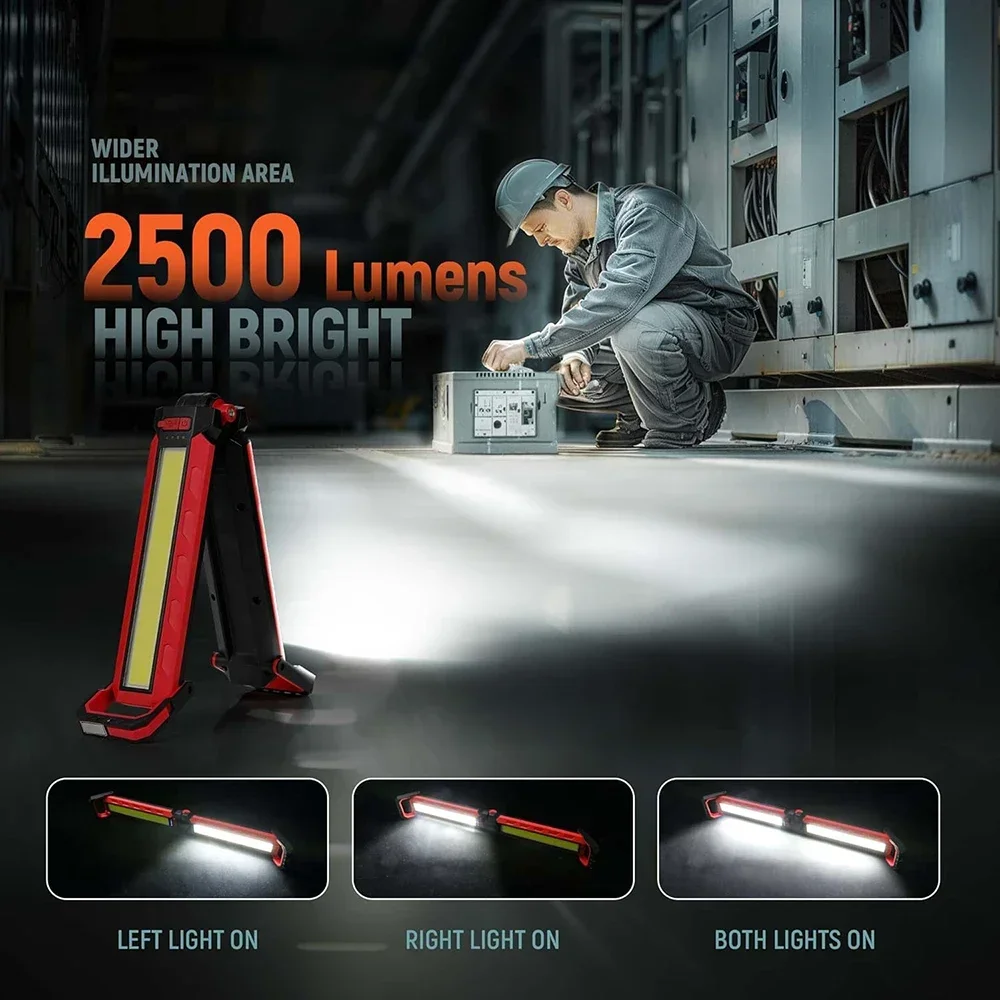 

4000mAh Foldable Magnetic LED Work Light - 180° Adjustable, IP65 Waterproof with Hook for Emergency, Vehicle Repair, Camping
