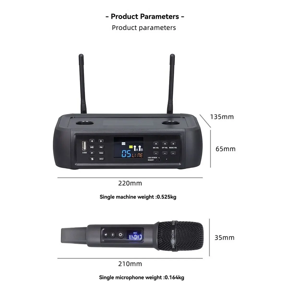 (DT37) D801Electric Portable DSP AntiWhistling Reverb BluetoothWireless Microphone Singing HomeEntertainment KTV Microphone(US)