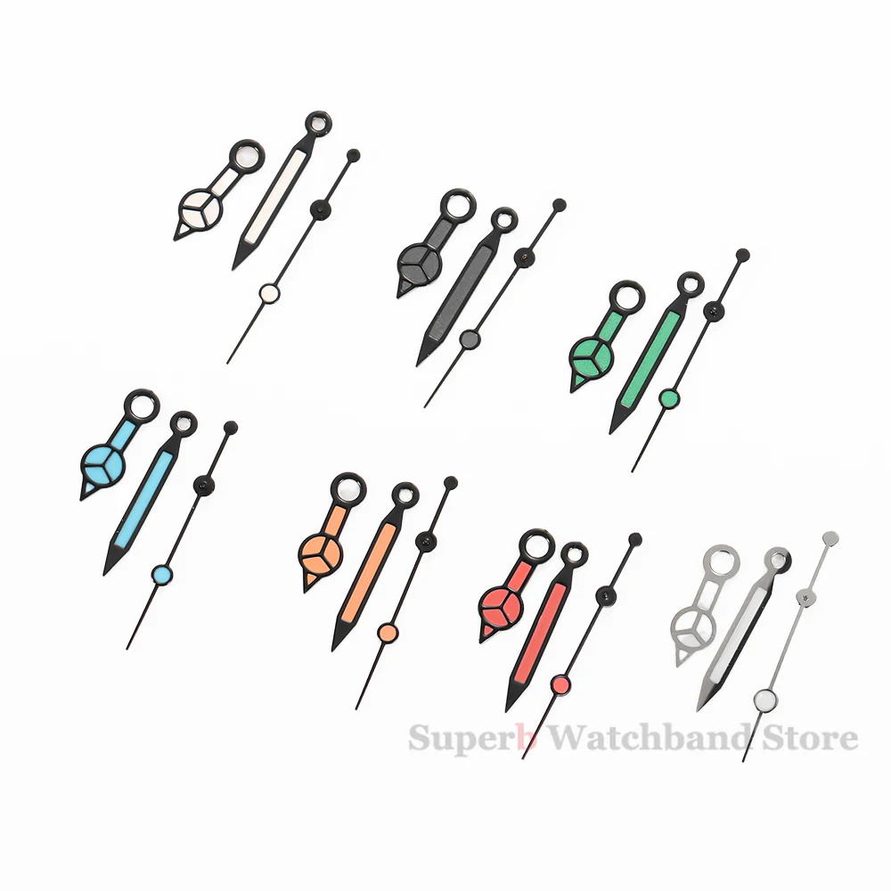 NH35 NH36 7S26 7S36 4R35 4R36 Watch Hands Black Blue Silver Red Green Hands Green Luminous 7.5*12*12.5mm Diving Watches Pointers