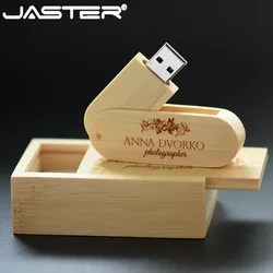 JASTER 1 PCS Free Logo USB Flash Drive Walnut Wood USB Box Pen Drive 4GB 16G 32GB 64GB Memory Stick Photography Gift Pendrive
