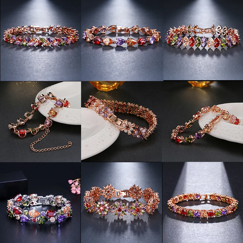 SUGO 2022 New Arrival Trend Classic Retro Rose Gold Color Cubic Zircon Bracelets for Charming Women Dinner Jewelry Accessories