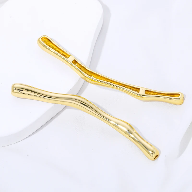 18K Gold Plated Brass Metal Long Curved Tube Beads Separator For Beads DIY Bracelet Necklace Making Supplies Jewelry Accessories