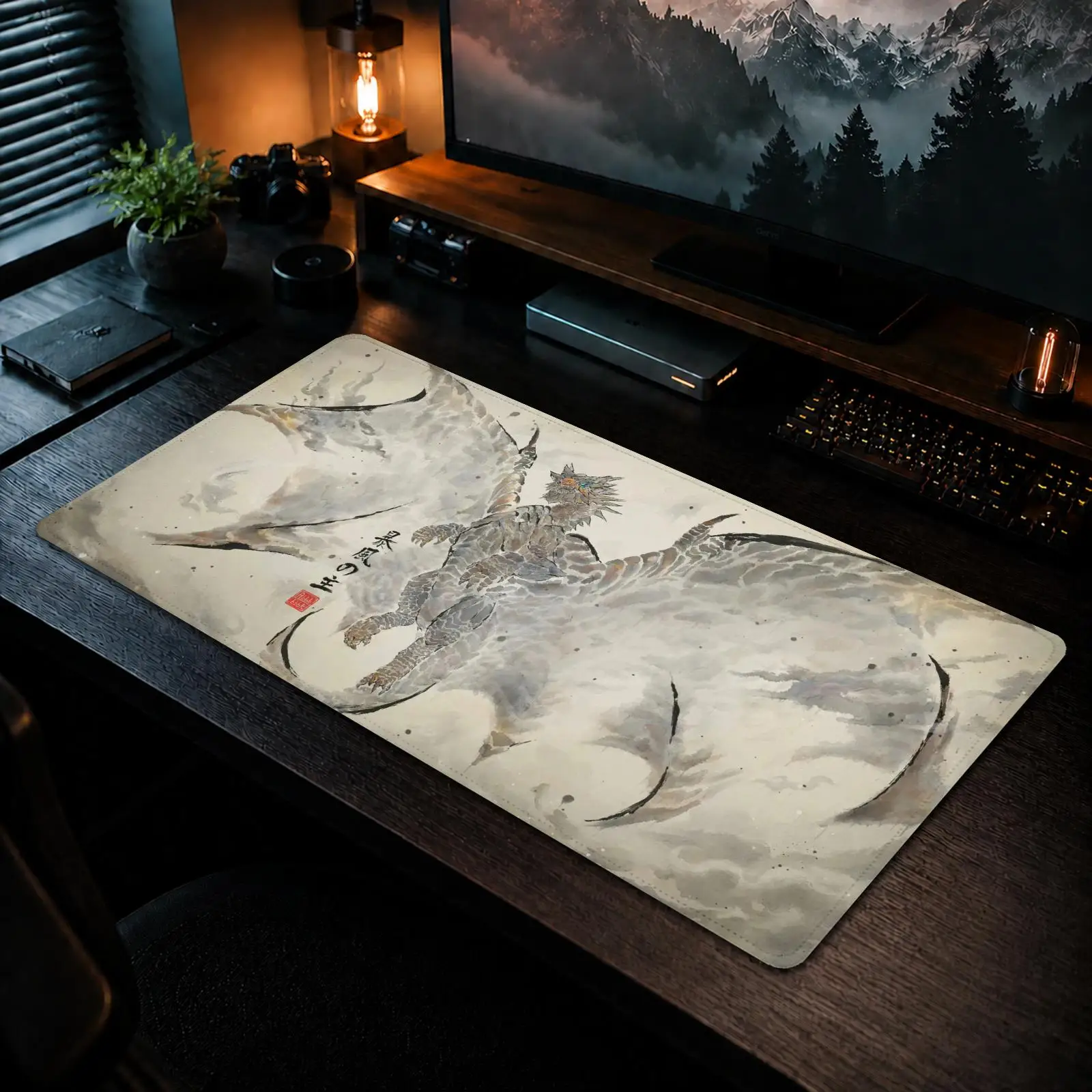 Monster Hunter Mauspad, Gaming-Büro, rutschfeste Schreibtischunterlage, DIY-Mauspad, große Gaming-Tastatur, Overlock