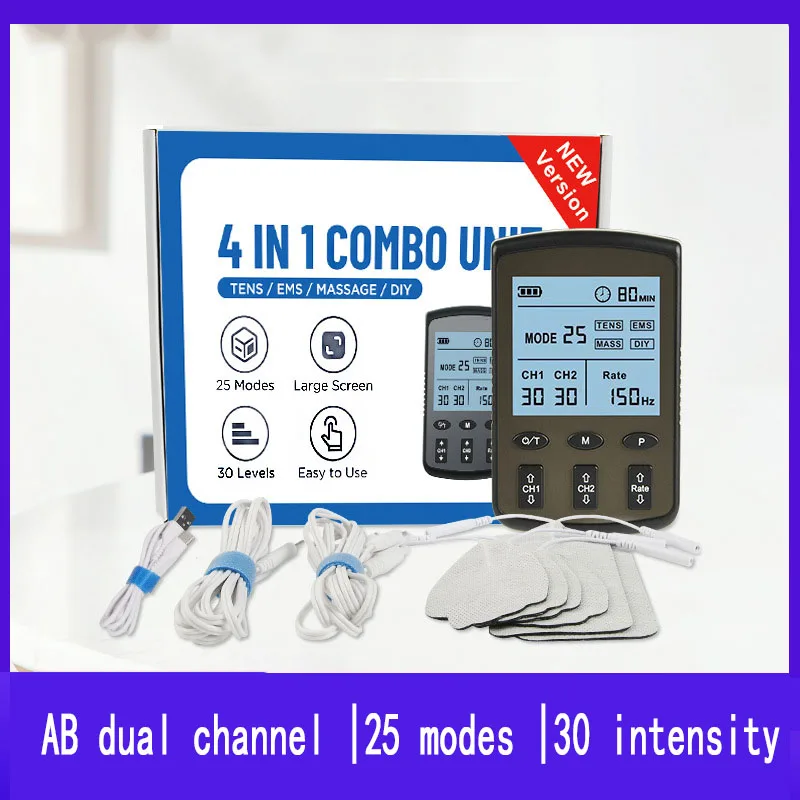 15 Modes 4 Output Electric EMS Muscle Stimulator Health Care Body Massage TENS Unit Electronic Pulse Physiotherapy Massager