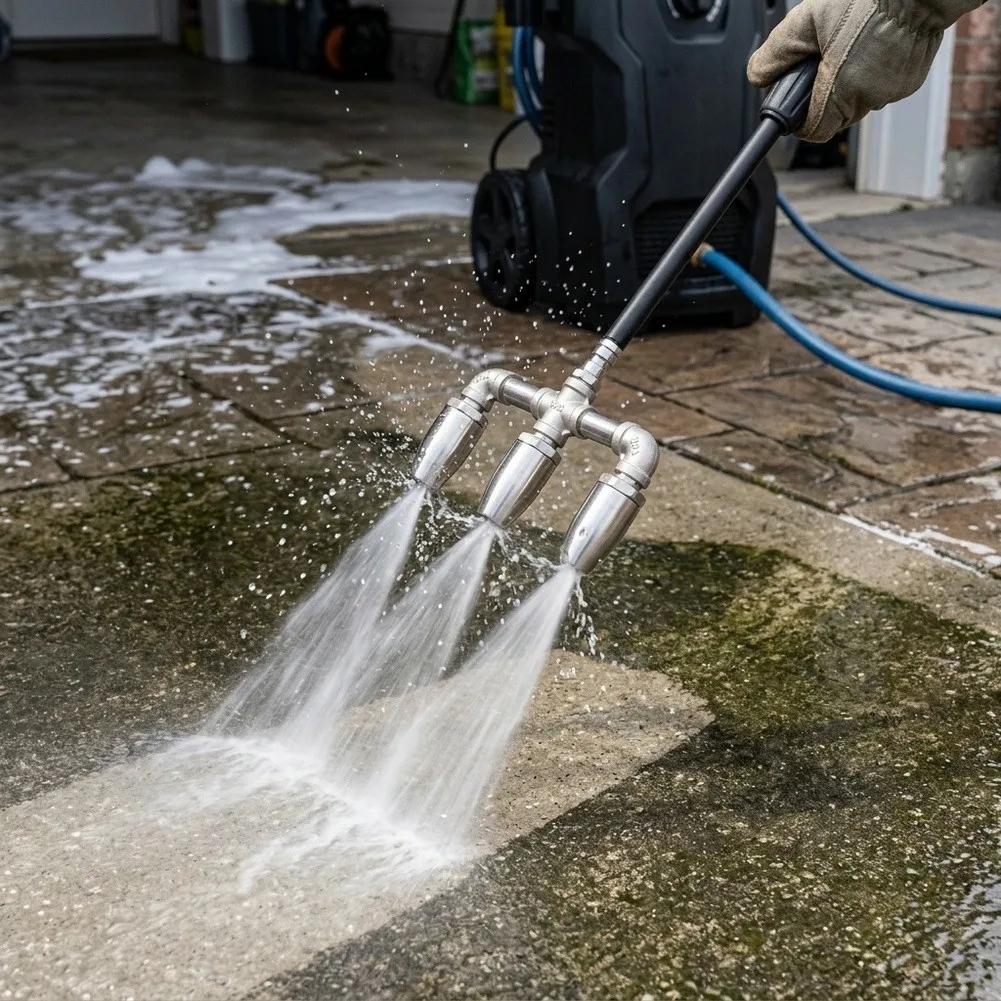 Pressure Washer Turbo Nozzle 304 SS 3600 PSI 14 Inch Quick Connect for Concrete Floors Patios Benches and Stubborn Stain Removal