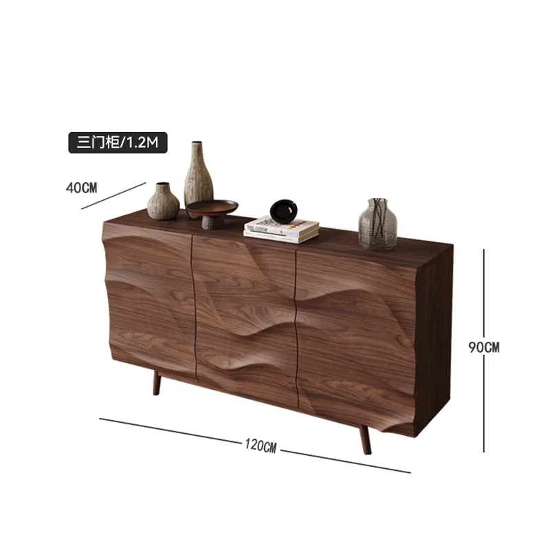 Medieval solid wood dining side cabinet, new living room locker