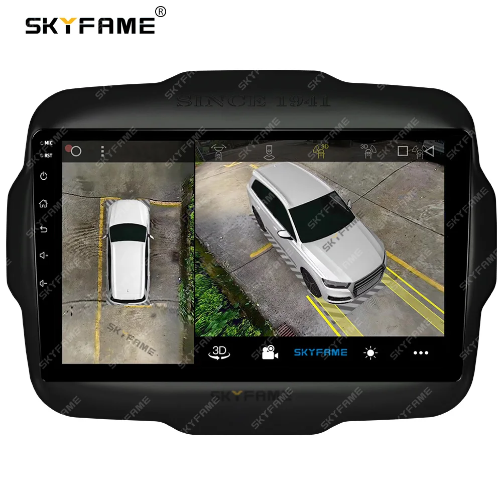 Skyfame adaptador de fáscia para quadro de carro, decodificador de caixa canbus, rádio android, kit de painel de montagem para jeep renegado