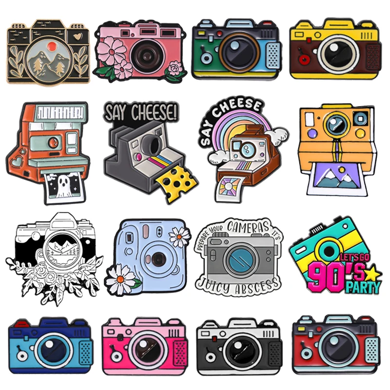 Retro Camera Enamel Pins Cartoon Instant Camera 90s Nostalgic Photography Machine Brooches Lapel Badge Jewelry Accessories Gifts