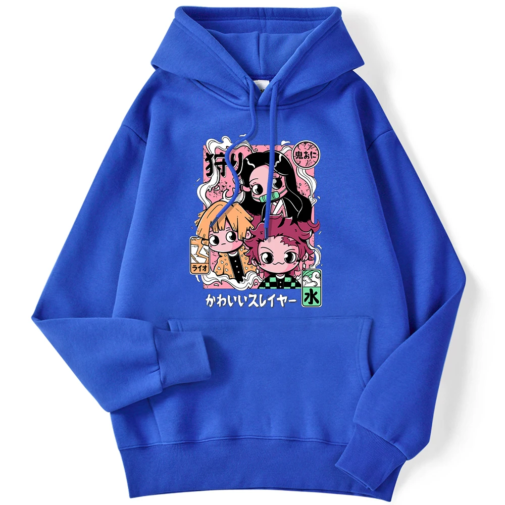 Winter Woman Hoodies Demon Slayers Cartoon Cartoons Printing Pullover Comfortable Breathable Warm Top Pocket Harajuku Clothes