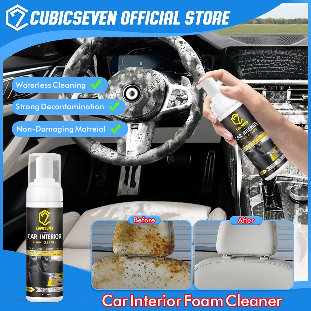 

Cubicseven 198ml Car Foam Cleaner Multipurpose Car Leather Seat Interior Rust Remover Home Wash Maintenance Surface Foam Spray