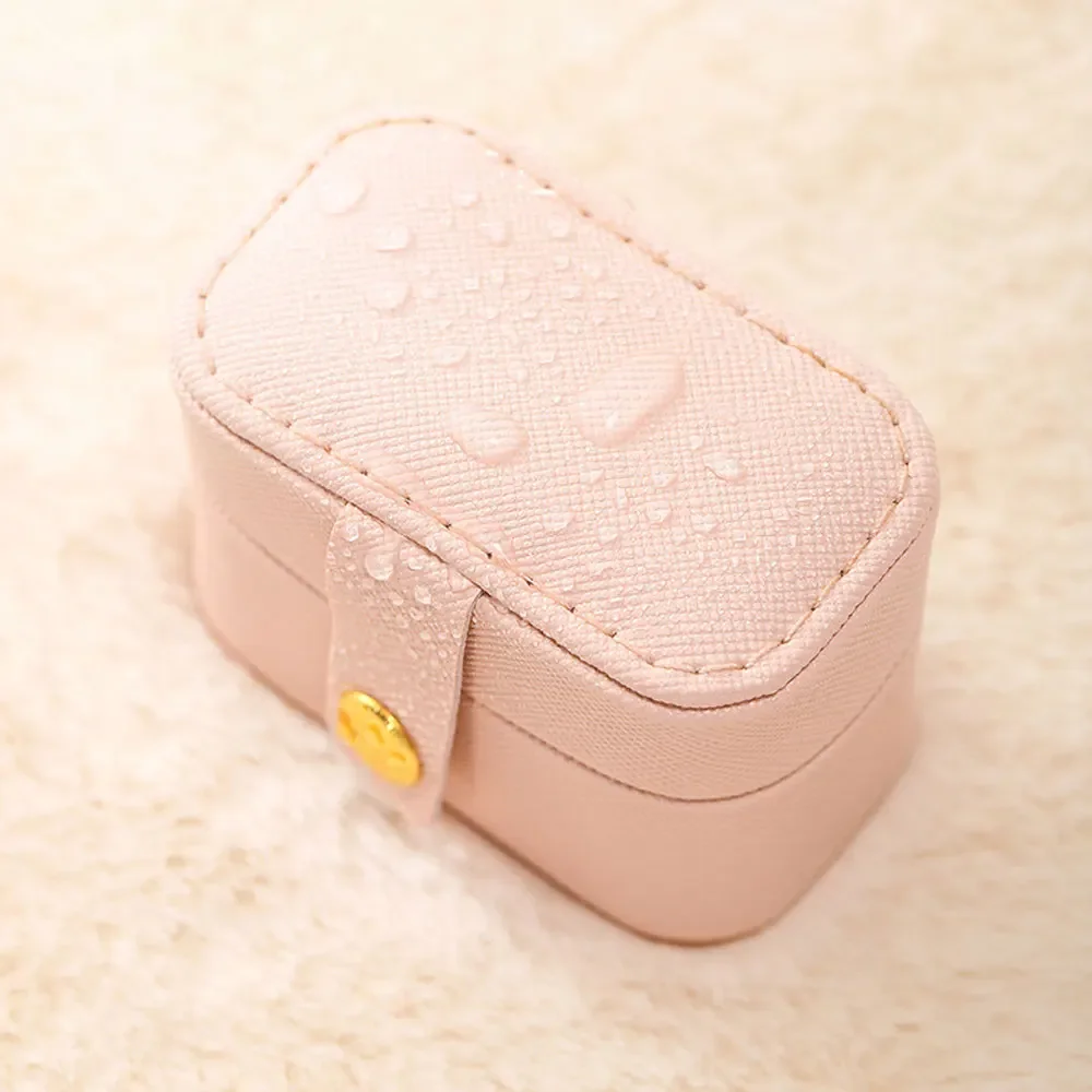 Valentine's Day Mini Ring Box Portable Earring Jewelry Box Leather Earring Ring Storage Box Cross border Amazon Jewelry Box