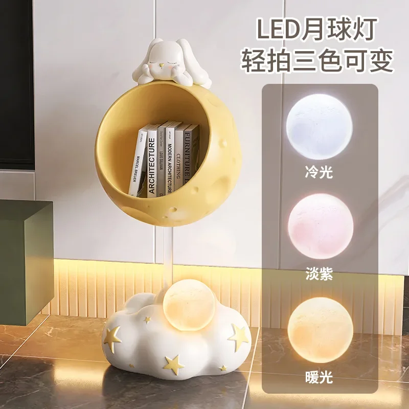 Floor-to-ceiling ornaments, furnishings by the sofa in the living room, TV cabinet storage, cute modern home large-scale