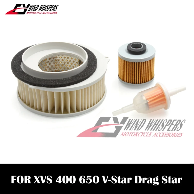 3PCS Motorcycle Oil Air Filter Cleaner For Yamaha XVS 400 1996-2016 XVS 650 V-Star 650 Custom/Midnight XVS650 Drag Star Classic