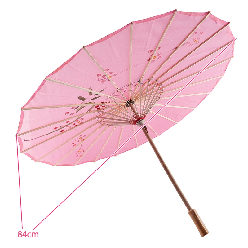 Paraguas de tela de seda de 82/84cm para mujer, flores de cerezo japonesas, paraguas de baile antiguo, paraguas decorativo de papel de aceite de estilo chino