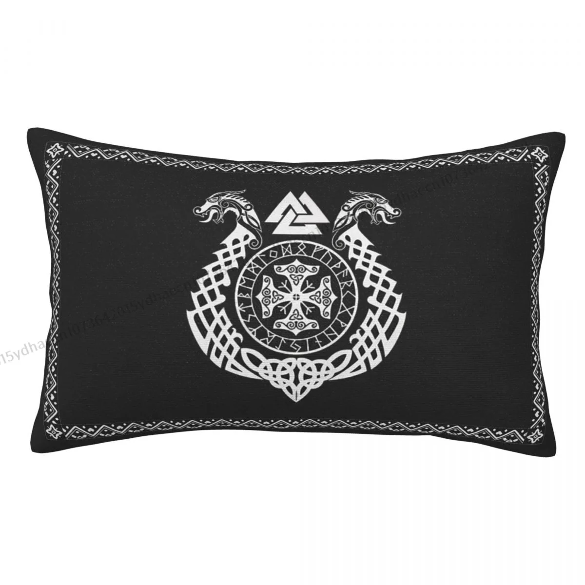 Norse Runes Dragon Boat Hug Pillowcase Viking Style Backpack Cojines Home Printed Car Pillow Covers Decorative