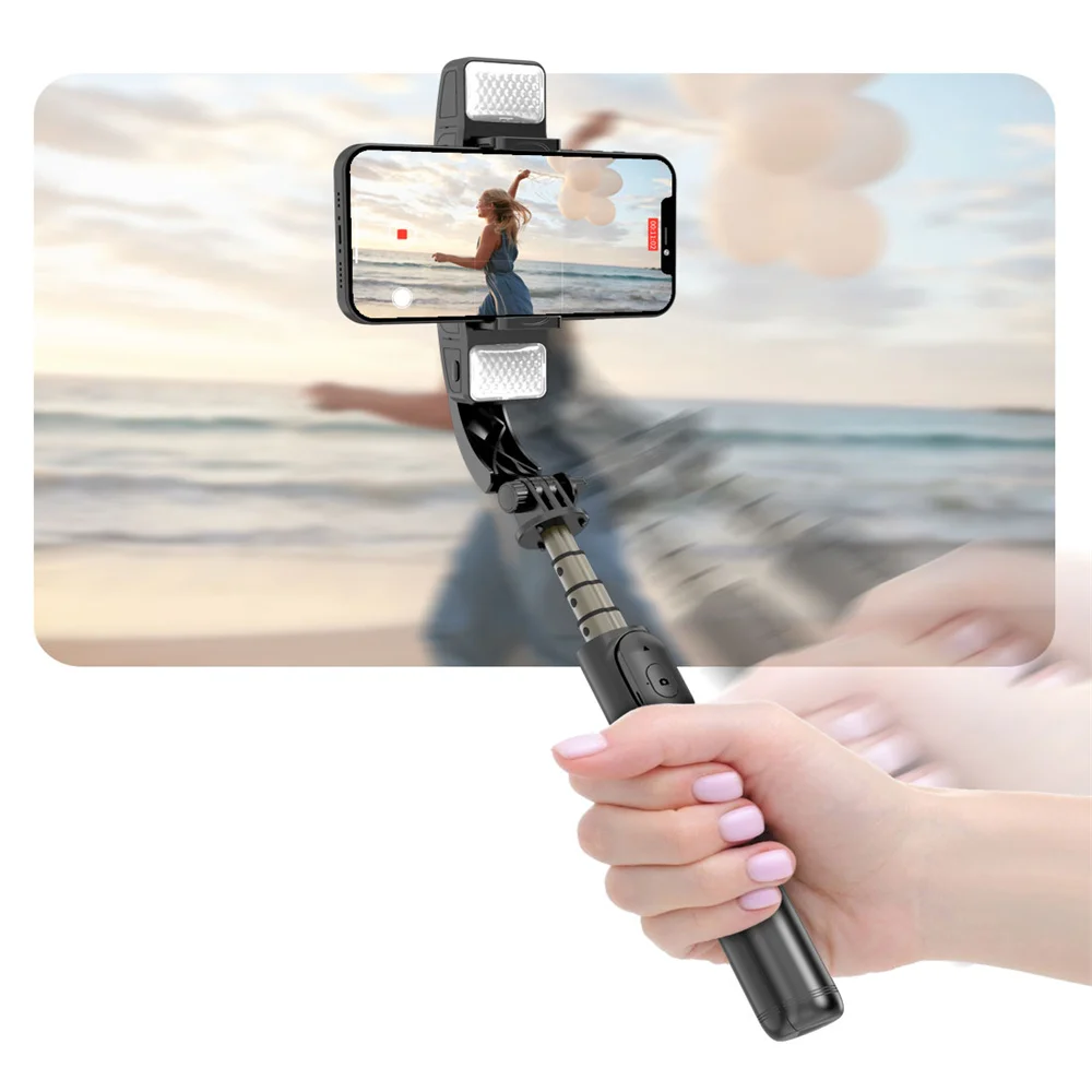 COOL DIER 2025 NEW Gimbal Stabilizer Bluetooth Selfie Stick Foldable Wireless Tripod With Bluetooth Shutter Fill Light for Live