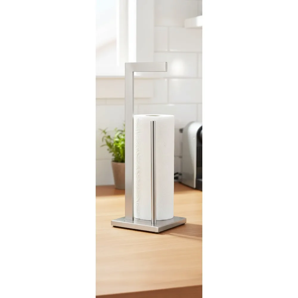 

Stainless Steel Floor Toilet Paper Holder with Storage, Brushed Finish, Heavy Base for Bathroom