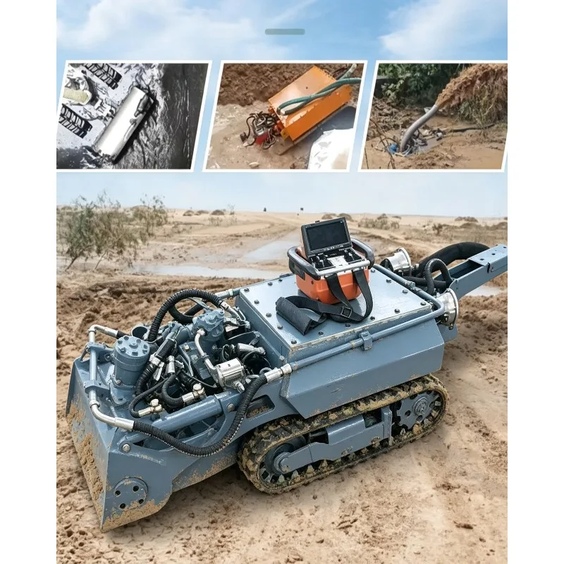Low Cost High‑Quality Amphibious Underwater Dredging Robot, Remote Controlled Automatic Sludge Cleaning Vehicle Machine