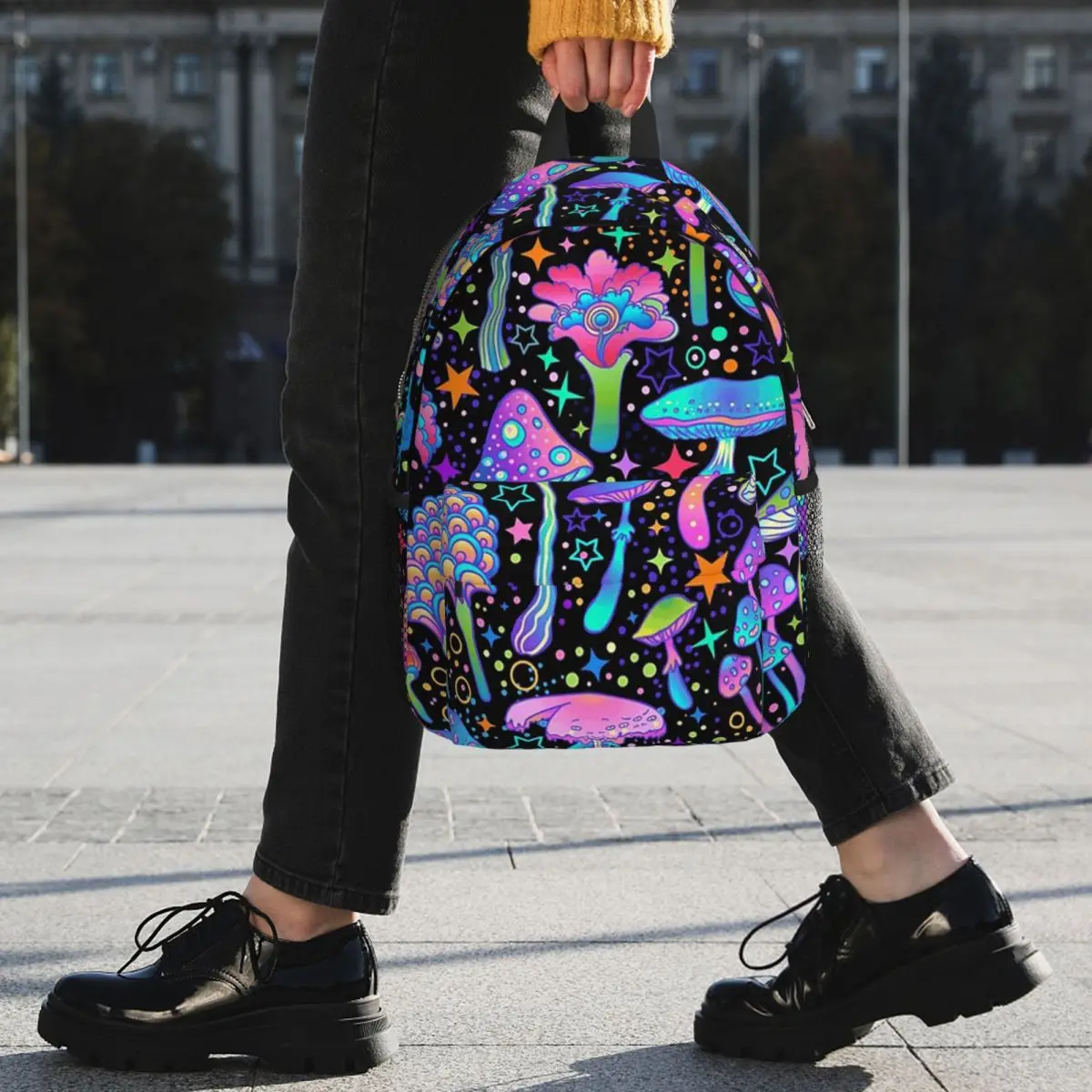 Psychedelic Magic Mushrooms Print Lava Backpack Student BookBag Men Women School Bag Laptop Shoulder Bags