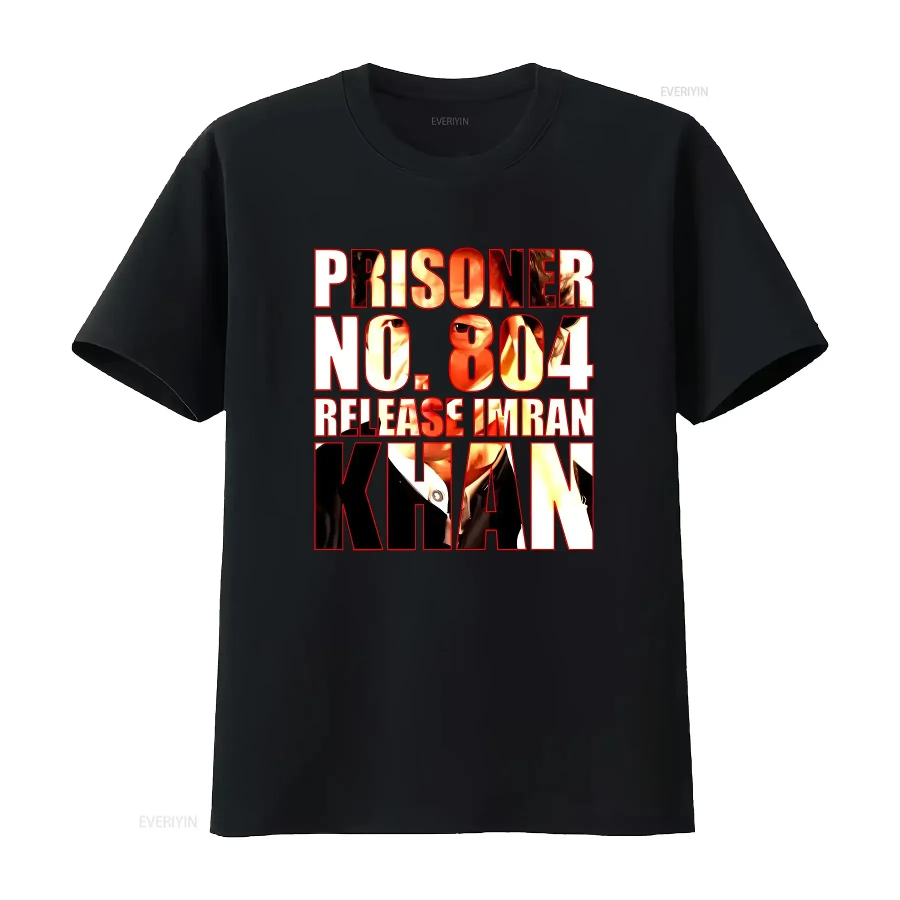 إطلاق إمران خان تي شيرت سجين رقم 804 احتجاج PTI باكستان بريم وزير خمر غسلها للجنسين مصمم الملابس تنفس