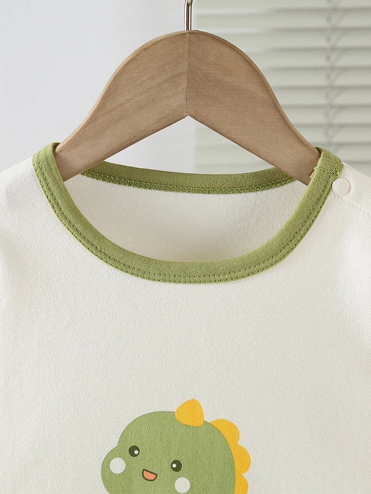 طفل الخريف مجموعة جديدة الربيع والخريف نمط الذكور والإناث الطفل ديناصور نزهة طويلة الأكمام السراويل الطويلة قطعتين مجموعة