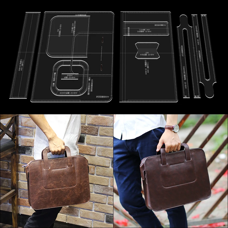 

Handmade leather handbags diy paper pattern acrylic pattern drawing paper grid men's handbag file briefcase template